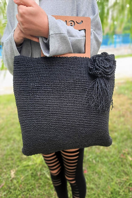 EL ÖRGÜSÜ TASARIM SİYAH EL ÇANTASI