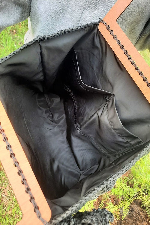 EL ÖRGÜSÜ TASARIM SİYAH EL ÇANTASI - Görsel 4