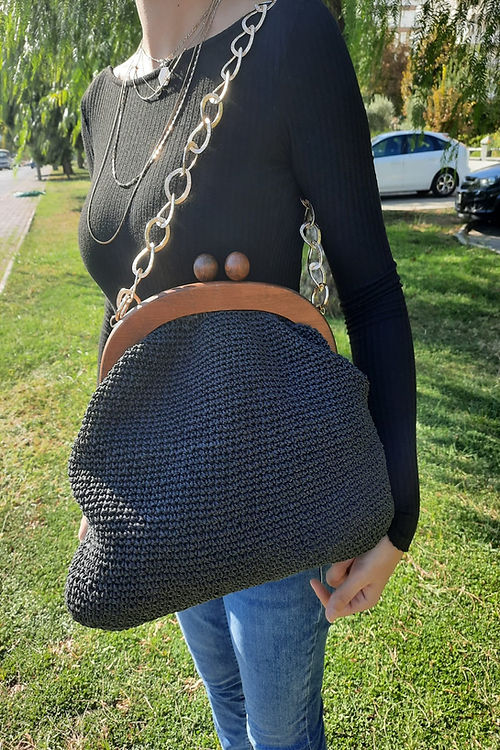 Gizmosse Çanta kadın siyah el örmesi tasarım çanta - Görsel 2