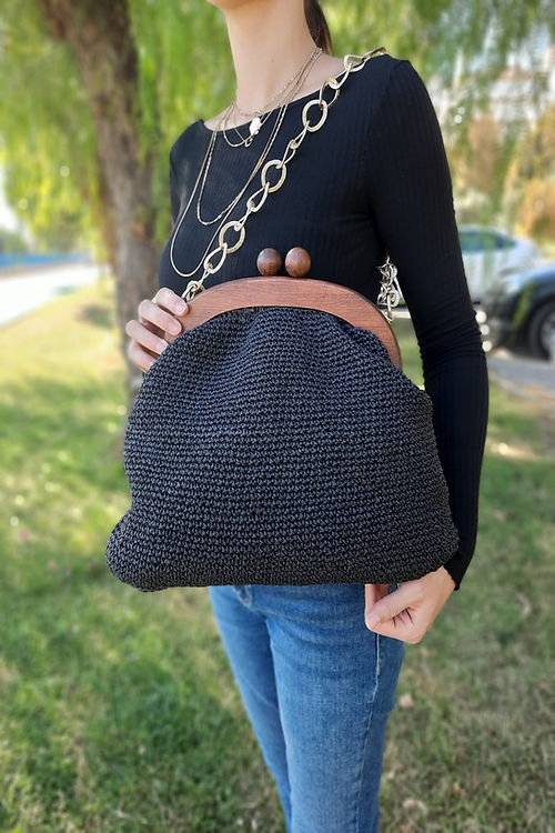 Gizmosse Çanta kadın siyah el örmesi tasarım çanta - Görsel 3