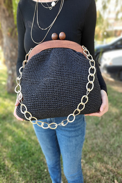 Gizmosse Çanta kadın siyah el örmesi tasarım çanta - Görsel 4