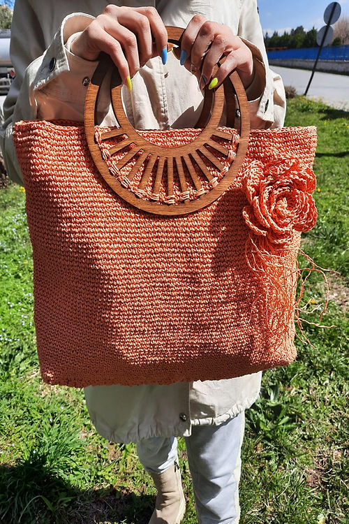 GİZMOSSE kadın tasarım orange örgü el çantası