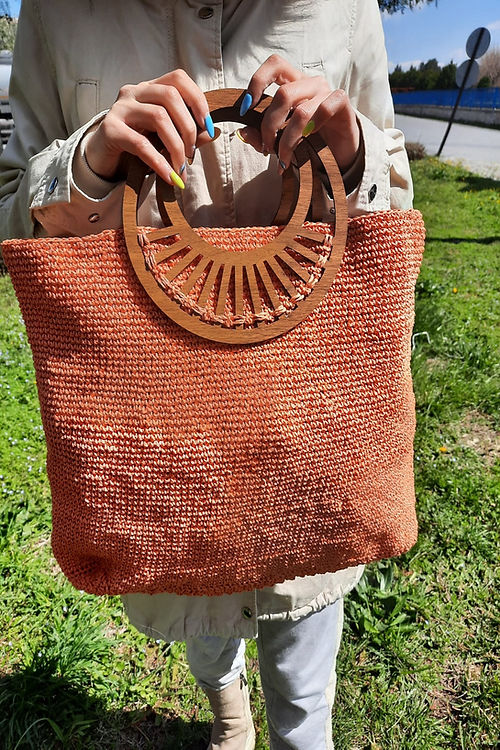 GİZMOSSE kadın tasarım orange örgü el çantası - Görsel 4