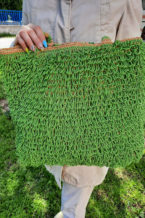 GİZMOSSE kadın yeşil örme tasarım omuz çantası