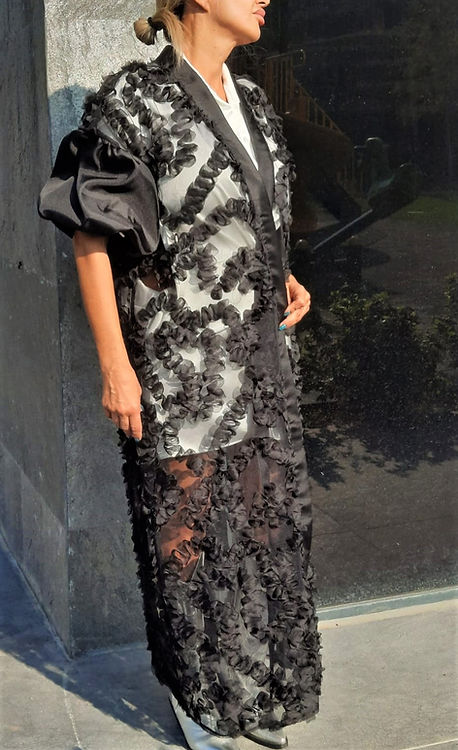 GİZMOSSE ÖZEL TASARIM KABARTMA TÜL KİMONO - Görsel 2