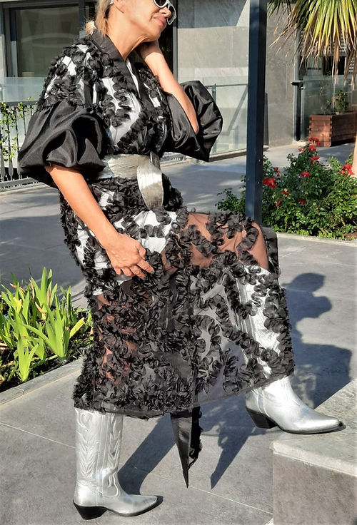 GİZMOSSE ÖZEL TASARIM KABARTMA TÜL KİMONO - Görsel 3