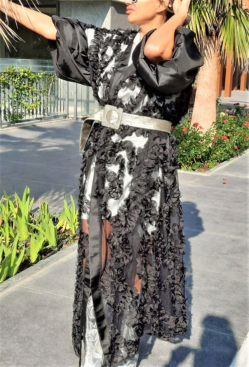 GİZMOSSE ÖZEL TASARIM KABARTMA TÜL KİMONO - Görsel 7