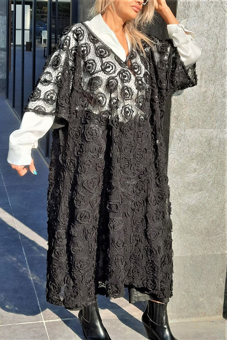 GİZMOSSE ÖZEL TASARIM KABARTMA TÜL TRANSPARAN ELBİSE - Görsel 2