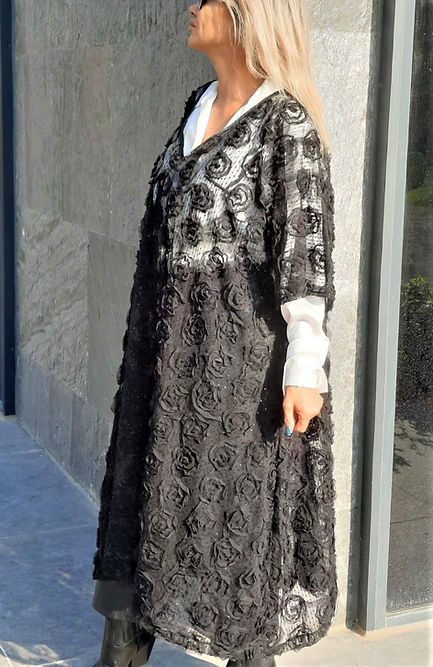 GİZMOSSE ÖZEL TASARIM KABARTMA TÜL TRANSPARAN ELBİSE - Görsel 3