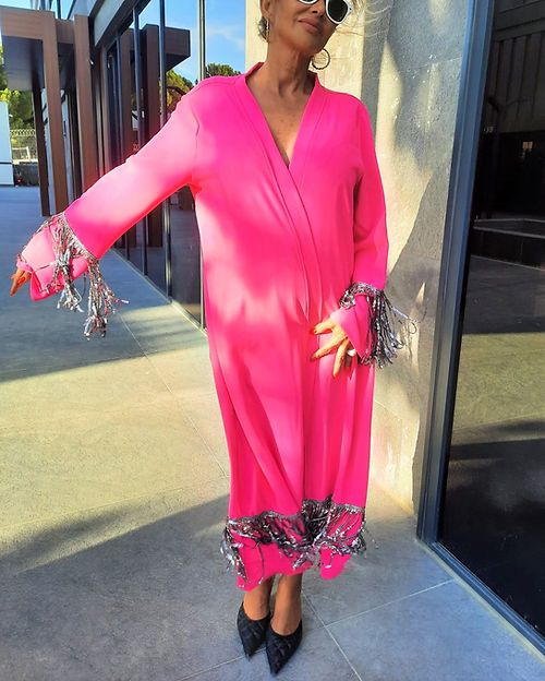 GİZMOSSE ÖZEL TASARIM PEMBE TAŞ DETAYLI KİMONO - Görsel 3