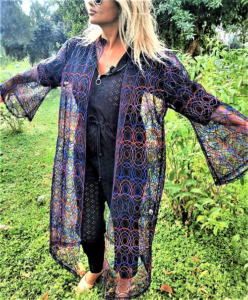 GİZMOSSE ÖZEL TASARIM TÜL İŞLEME DETAYLI KİMONO