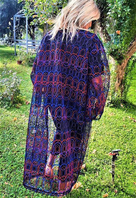 GİZMOSSE ÖZEL TASARIM TÜL İŞLEME DETAYLI KİMONO - Görsel 5