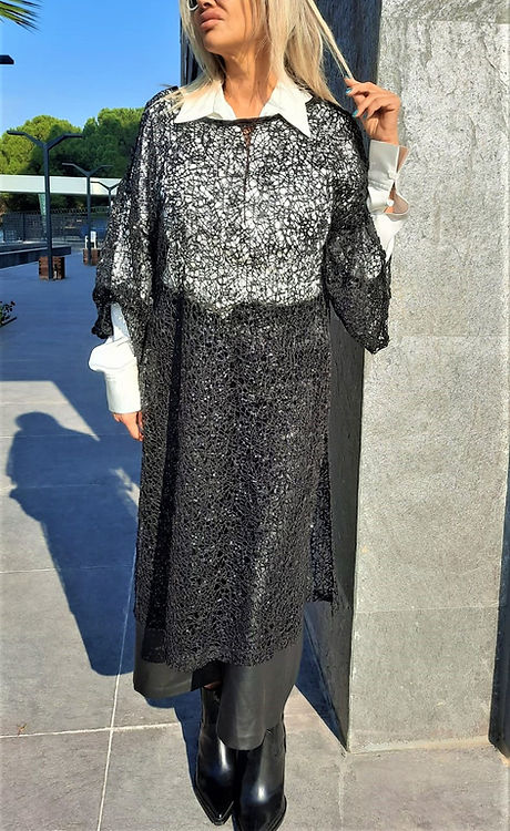 GİZMOSSE ÖZEL TASARIM TÜL PAYET TRANSPARAN ELBİSE