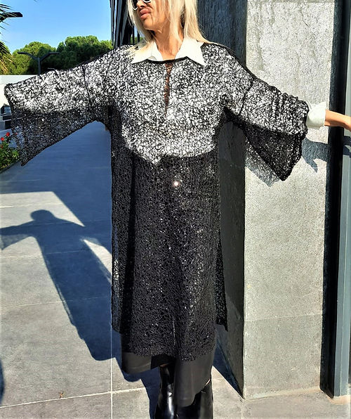 GİZMOSSE ÖZEL TASARIM TÜL PAYET TRANSPARAN ELBİSE - Görsel 3