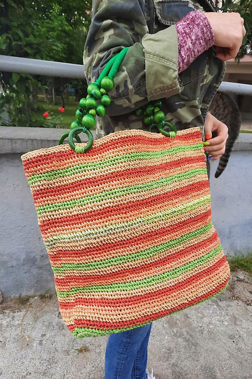 GİZMOSSE tasarım kağıt ip el ve omuz çantası - Görsel 3