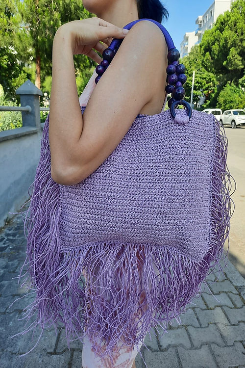 GİZMOSSE tasarım kağıt ip lila omuz çantası