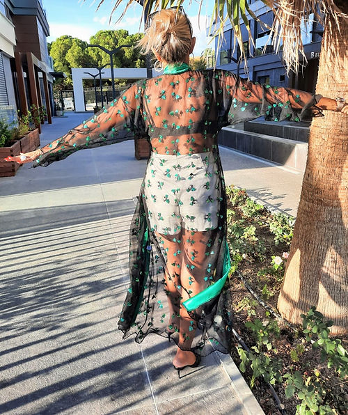 GİZMOSSEÖZEL TASARIM PUL PAYET İŞLEMELİ TÜL KİMONO - Görsel 6