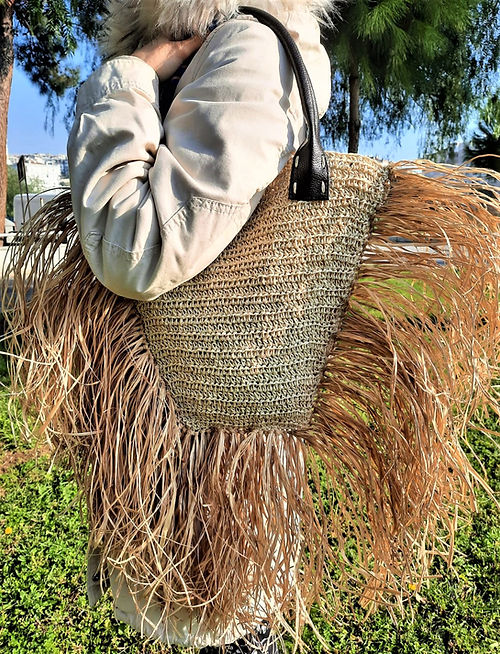 KAĞIT İP KISA DERİ SAPLI OMUZ ÇANTASI - Görsel 2