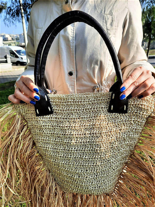 KAĞIT İP KISA DERİ SAPLI OMUZ ÇANTASI - Görsel 4