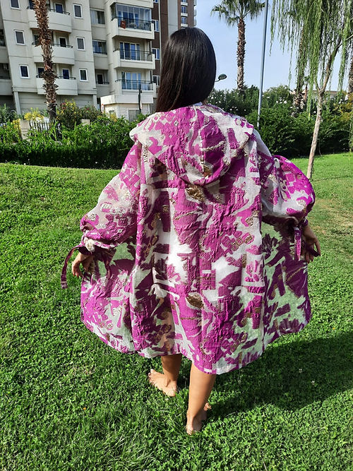 ÖZEL TASARIM BROKAR KABARTMA ORGANİZE TÜL KİMONO DIŞ GİYİSİSİ - Görsel 5
