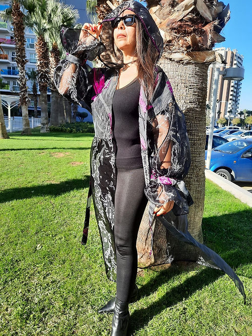 ÖZEL TASARIM BROKAR YAKMA KABARTMA ORGANİZE TÜL KİMONO DIŞ GİYİSİ - Görsel 3