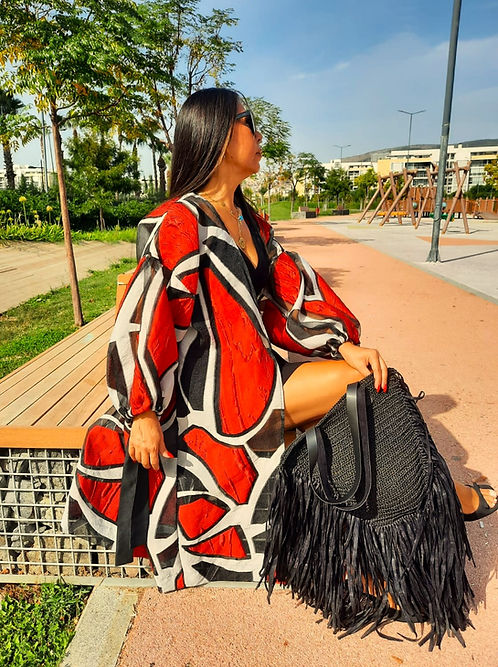 ÖZEL TASARIM BROKAR YAKMA KABARTMA ORGANİZE TÜL KİMONO DIŞ GİYİSİSİ - Görsel 2