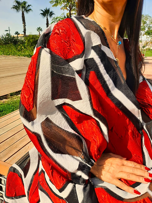 ÖZEL TASARIM BROKAR YAKMA KABARTMA ORGANİZE TÜL KİMONO DIŞ GİYİSİSİ - Görsel 8