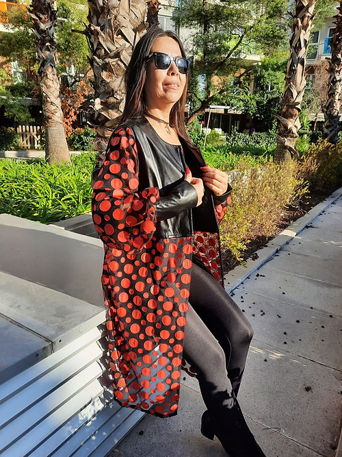 ÖZEL TASARIM DERİ VE DERİ KABARTMA TÜL KİMONO DIŞ GİYİSİ