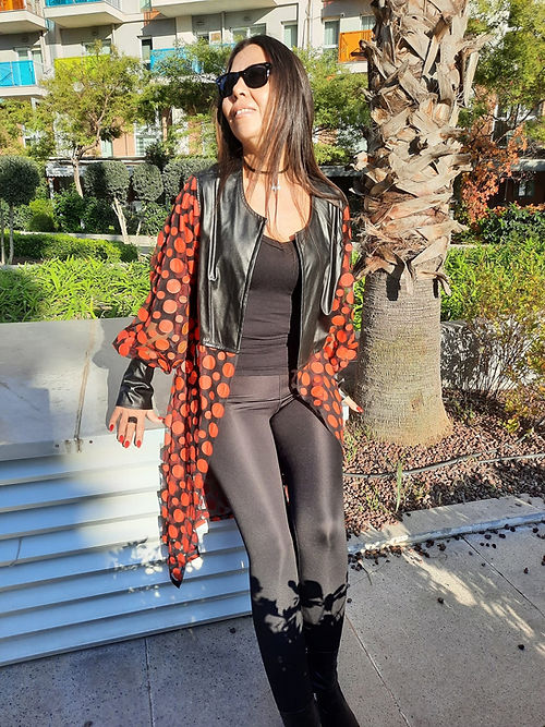 ÖZEL TASARIM DERİ VE DERİ KABARTMA TÜL KİMONO DIŞ GİYİSİ - Görsel 4