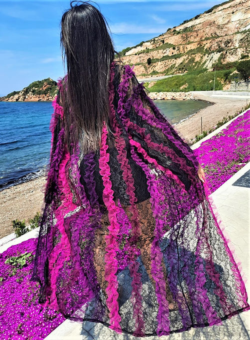 ÖZEL TASARIM FIRFIRLI DANTEL KİMONO - Görsel 3