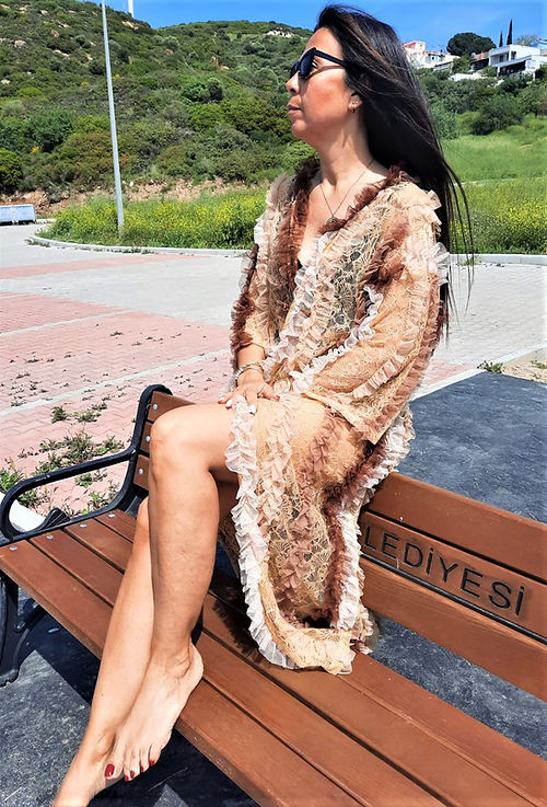ÖZEL TASARIM FIRFIRLI DANTEL KİMONO