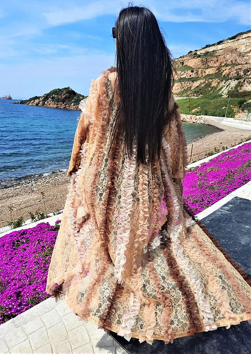 ÖZEL TASARIM FIRFIRLI DANTEL KİMONO - Görsel 5