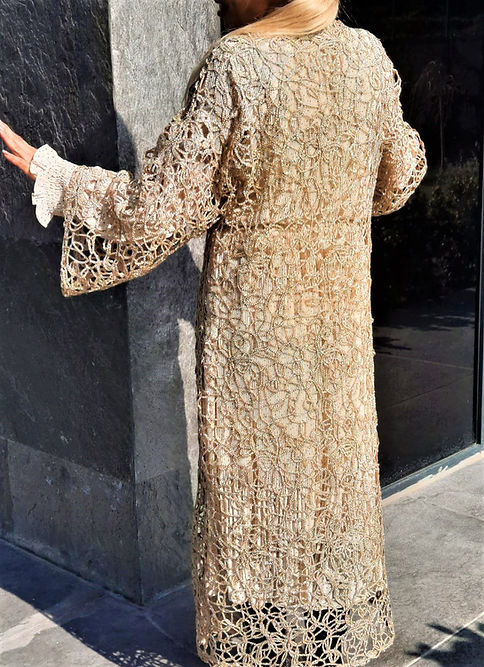 ÖZEL TASARIM GOLD SİMLİ ÖRGÜ ELBİSE - Görsel 2