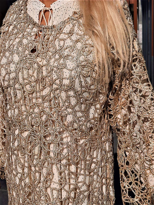 ÖZEL TASARIM GOLD SİMLİ ÖRGÜ ELBİSE - Görsel 6