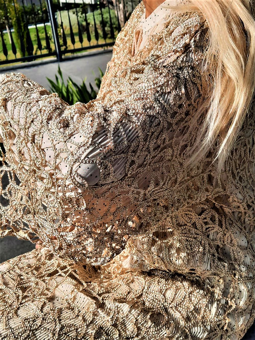 ÖZEL TASARIM GOLD SİMLİ ÖRGÜ ELBİSE - Görsel 7