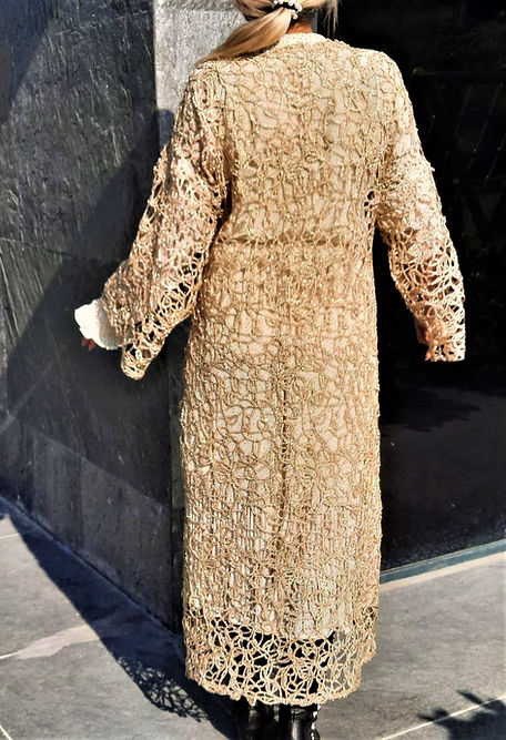 ÖZEL TASARIM GOLD SİMLİ ÖRGÜ ELBİSE - Görsel 8