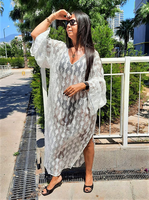 ÖZEL TASARIM GÜMÜŞ SİMLİ TÜL TRANSPARAN ELBİSE - Görsel 2