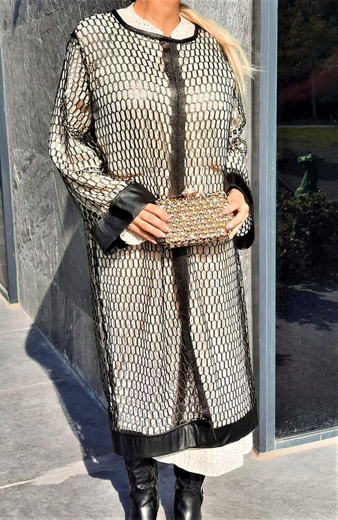 ÖZEL TASARIM ÖRÜMCEK DESEN ELBİSE KİMONO