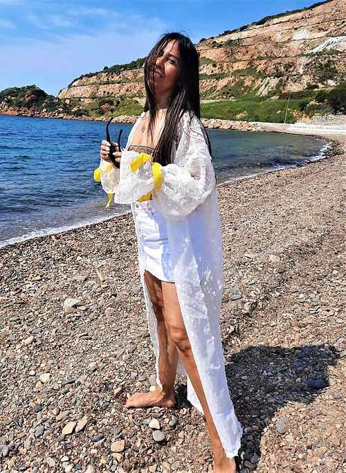 ÖZEL TASARIM PAMUK KETEN BEYAZ KİMONO - Görsel 3