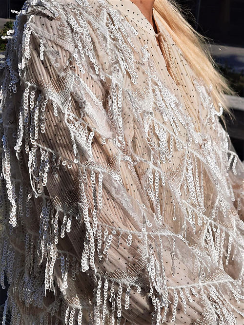 ÖZEL TASARIM PUL PAYET SAÇAKLI ELBİSE - Görsel 7