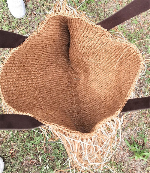 ÖZEL TASARIM PÜSKÜLLÜ KAĞIT İP ÖRME ÇANTA - Görsel 4