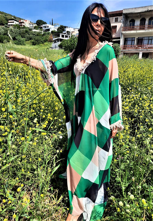 ÖZEL TASARIM RENKLİ ŞİFON ELBİSE - Görsel 4