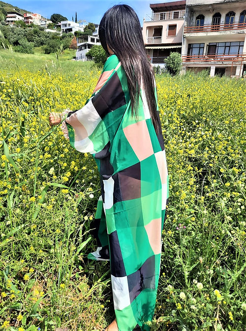 ÖZEL TASARIM RENKLİ ŞİFON ELBİSE - Görsel 6