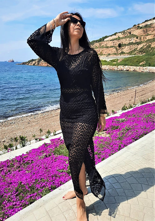 ÖZEL TASARIM SİYAH DANTEL ELBİSE - Görsel 2