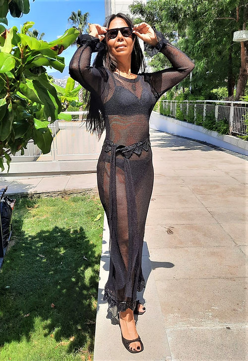 ÖZEL TASARIM SİYAH TANSPARAN FİLE ELBİSE - Görsel 2