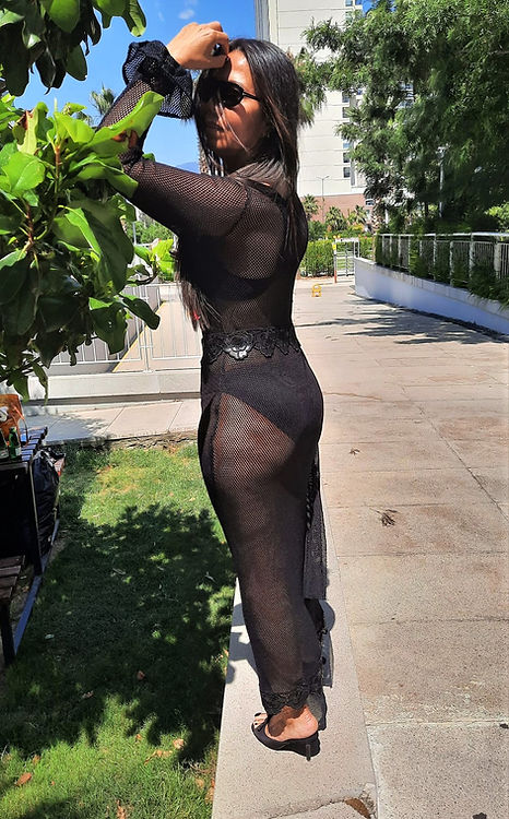 ÖZEL TASARIM SİYAH TANSPARAN FİLE ELBİSE - Görsel 3