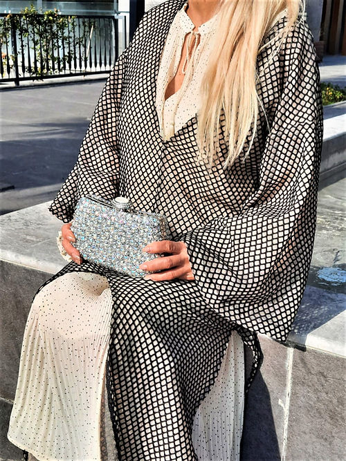 ÖZEL TASARIM TÜL KABARTMA ELBİSE KİMONO - Görsel 7