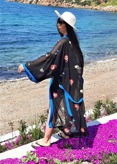 ÖZEL TASARIM TÜL ÜZERİ NAKİŞLI KİMONO - Görsel 5