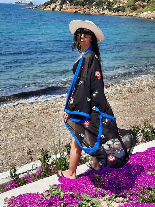 ÖZEL TASARIM TÜL ÜZERİ NAKİŞLI KİMONO - Görsel 6