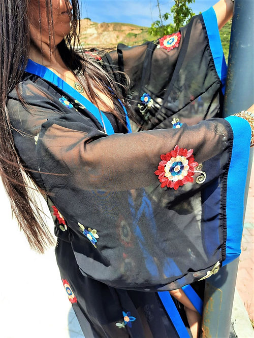 ÖZEL TASARIM TÜL ÜZERİ NAKİŞLI KİMONO - Görsel 7